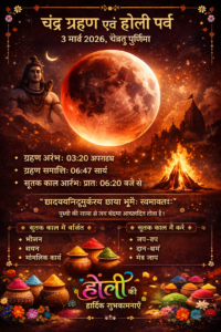 🌕 चंद्र ग्रहण का समय (लगभग)ग्रहण आरंभ: दोपहर 03:20 बजे ग्रहण समाप्ति: शाम 06:47 बजे सूतक काल आरंभ: प्रातः 06:20 बजे से (लगभग 9 घंटे पूर्व) अलग-अलग स्थानों पर समय में कुछ मिनट का अंतर संभव है।